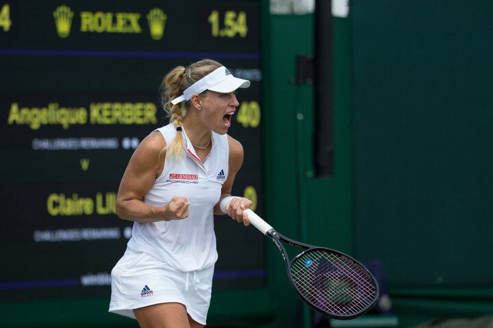 劳力士代言人安赫利奎．柯贝（Angelique Kerber）于2018年温布顿锦标赛女单项目摘下冠军。©Rolex, Chris Trotman