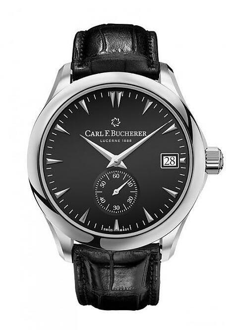 Manero Peripheral 不锈钢材质／A2050自动上链机芯／时、分、小秒、日期显示／ C.O.S.C.天文台认证／蓝宝石水晶镜面、透明底盖／防水30米／表径40.6mm