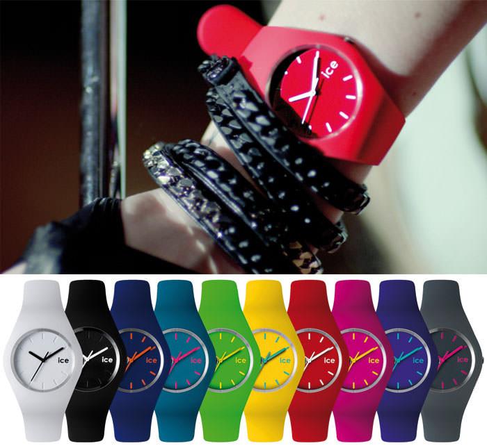 上图：艾薇儿佩戴的红色ICE腕表 - 下图：Ice-Watch推出的 ICE系列腕表
