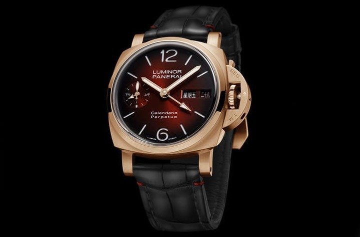 沛纳海Luminor Perpetual Calendar新增Goldtech™红金款式，面盘的红色与表壳呼应，用意在致敬中国农历新年。