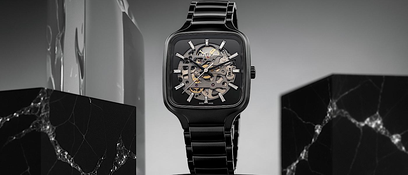 聚光勾勒 跃动真我：RADO True Square 真我方形镶钻镂空腕表