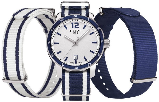 TISSOT Quickster Lugano时捷系列腕表从卢加诺湖汲取灵感， 随表并附赠三条NATO北约军用尼龙表带