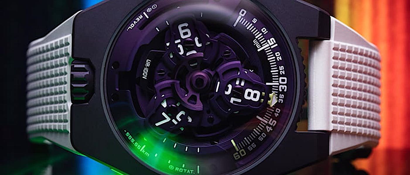 URWERK UR-100V独家卫星时间显示系统换上紫色诠释神祕气质