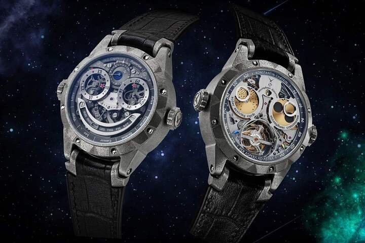 Konstantin Chaykin的Stargazer是品牌旗下迄今为止最复杂的作品，拥有17项复杂功能，其中11项与天文相关，透过双面表盘呈现。其中，4 段式月相指示器、太阳活动周期和当前周期持续时间、日出方位角指示器和日落方位角指示器等四项为世界首创。