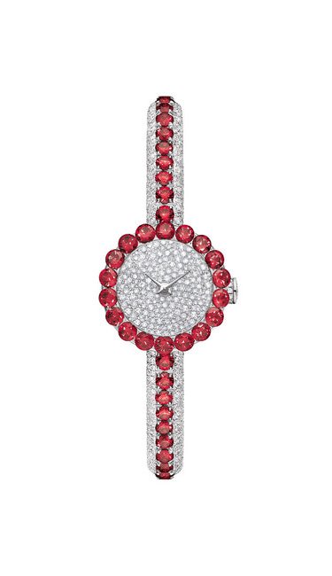DIOR LA D DE DIOR 「PRÉCIEUSE」，21mm 石英机芯，18K白金并镶有红宝石及钻石