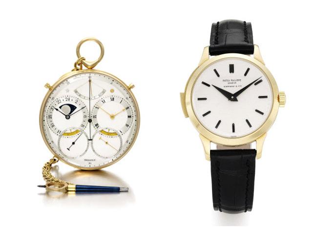左：George Daniels之Space Traveller's Watch – 右：由Tiffany & Co蒂芙妮发行之 Patek Philippe 百达翡丽2524/1型号腕表 