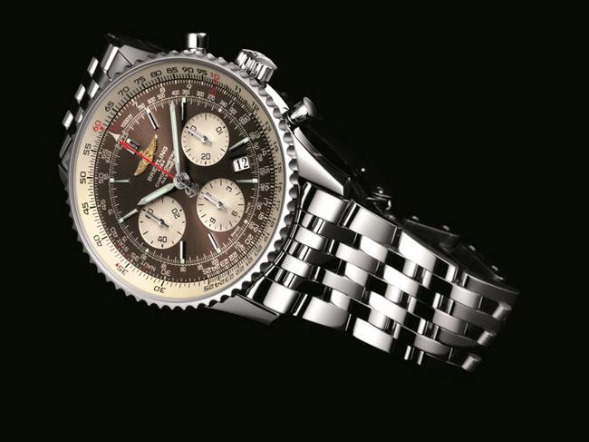 著名的百年灵航空计时腕表带有极具标识性的经典黑色表盘，如今以更为独特华美的泛美青铜色全新演绎，全球限量1000只