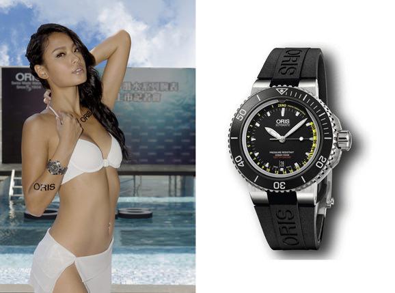 名模王丽雅展示ORIS 豪利时 Aquis Depth Gauge