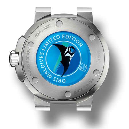 Oris豪利时马尔代夫限量表款表背特别镌刻独特的魟鱼图像