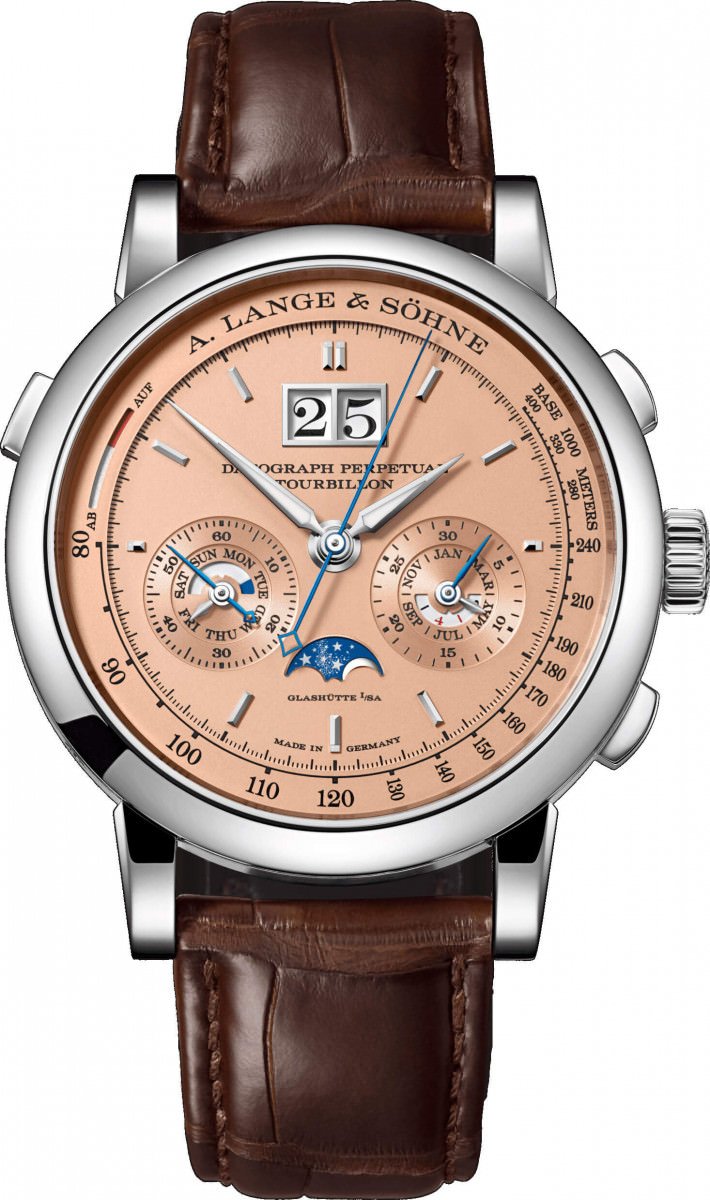 2016年-Datograph Perpetual Tourbillon（图为2019年推出的玫瑰金色面盘改款）