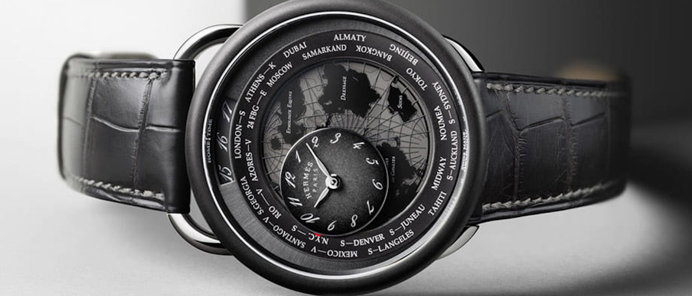 爱马仕Arceau世界时区手表以特制机芯模组让表盘可以绕着地球走
