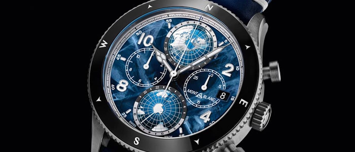 万宝龙1858 Geosphere世界时间手表融入计时功能还标榜“零氧气”制造！