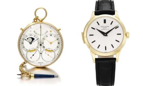 左：George Daniels之Space Traveller's Watch – 右：由Tiffany & Co蒂芙妮发行之 Patek Philippe 百达翡丽2524/1型号腕表 