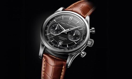 马利龙飞返计时码表2018年新增不锈钢表壳搭配黑面款式，搭配CFB 1970计时机芯，是一款适合各种场合佩戴的实用之作