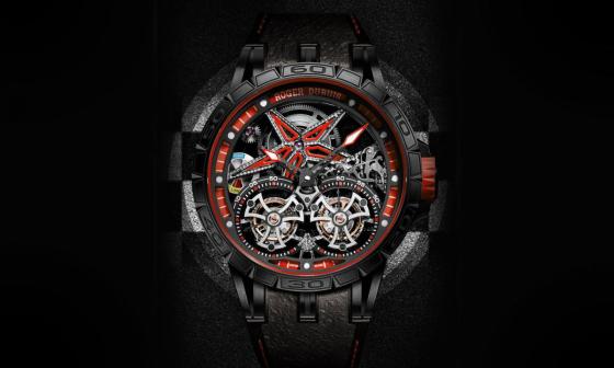 罗杰杜彼趁着2018年5月22～27日举行的Run to Monaco超跑拉力赛，推出品牌与倍耐力合作的最新限量版作品Excalibur Spider Pirelli Double Flying Tourbillon