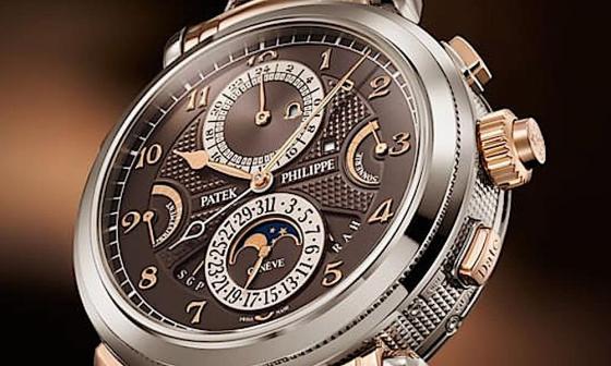 百达翡丽最复杂手表6300迎来白金玫瑰金双色新版本 搭配棕色面盘表带散发贵族气质