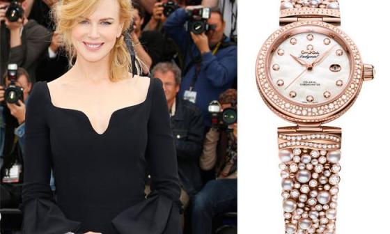 妮可•基德曼佩戴Omega欧米茄全新Ladymatic“钻石珍珠”女表惊艳亮相