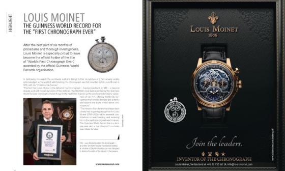 LOUIS MOINET “First Chronograph Ever” 计时码表的吉尼斯世界纪录保持者 