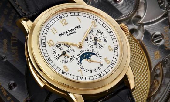 百达翡丽5074J型号黄金自动上链三问万年历腕表备大教堂钟声，月相及闰年显示腕表
