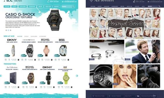 两个全新网站 AceTrends.com （左）与 AceJewelers.com