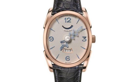 Ovale Pantographe 玫瑰金表壳，银色表盘，爱马仕鳄鱼皮表带