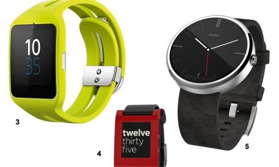 三星Gear S - 2. 苹果Apple Watch - 3. 索尼Sony Smartwatch 3 - 4. Pebble - 5. Motorola摩托罗拉 Moto 360 - 6. LG G Watch - 7. Qualcomm Toq