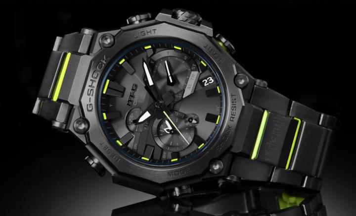 镀黑金属表壳奠定手表的黑色造型基础，SANKUANZ另主张以萤光绿色作为点缀手表的重要元素