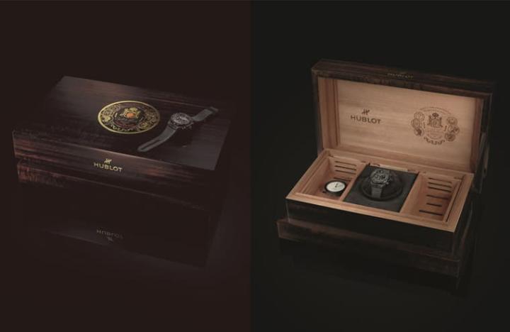 表款附有宇舶特制的漆木表盒，可同时当作雪茄收藏盒使用