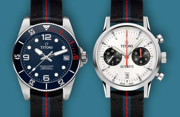 Tide Ocean最近与TITONI合作生产的NATO织纹表带宽度为20mm，完美匹配Seascoper与Heritage等系列手表。