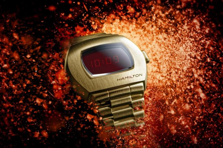 2020年为Pulsar手表的五十周年，汉米尔顿将原始表款改良，推出全新PSR电子跳字表