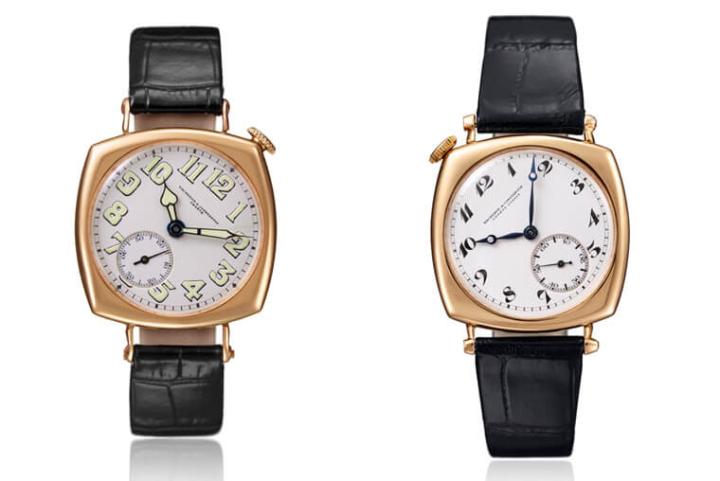 左为1919年江诗丹顿推出的首款枕型表壳手表，右为1921年问世的American 1921