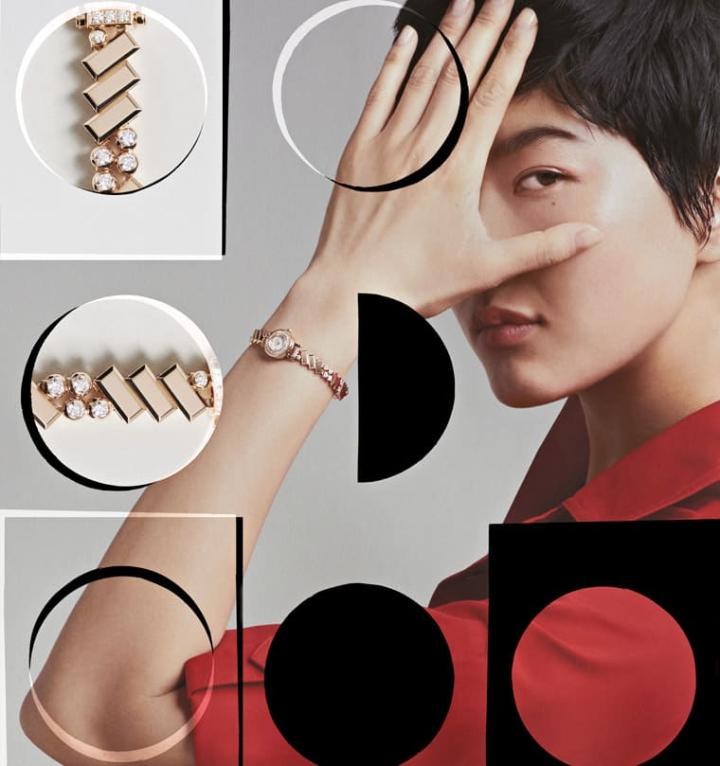 爱马仕全新推出的Faubourg Polka腕表融合精湛制表工艺与珍贵顶级珠宝为一体，独特炼带维持柔软的佩戴贴合度，这制作过程考验工匠在绞接关节上的技术实力。